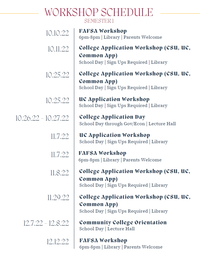 Application & FAFSA Workshops